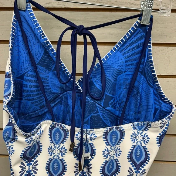 Cabana Life Blue and White Floral reversible Swimsuit - Picture 5 of 8